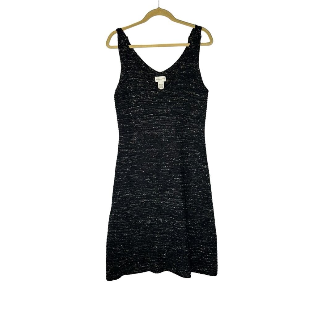 Soft Surroundings Black & Gold Knit Sleeveless‎ Sweater Dress Size Medium